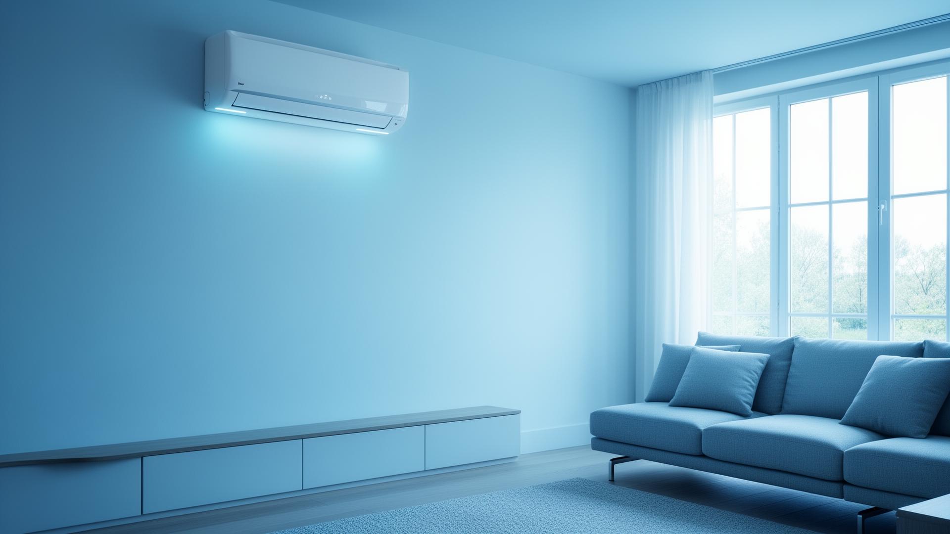 Aire acondicionado moderno instalado en salón